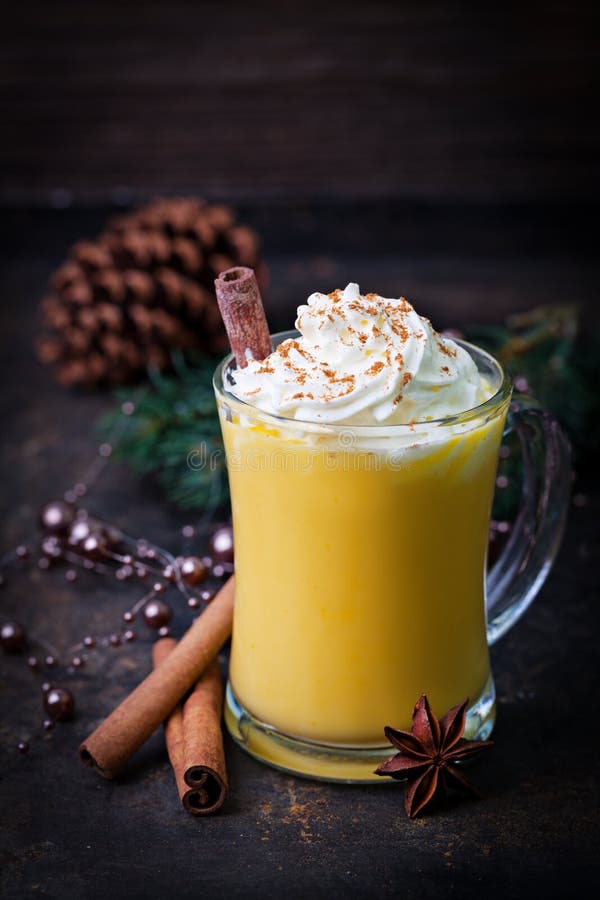 Eggnog with whipped cream stock image. Image of festive 33751737