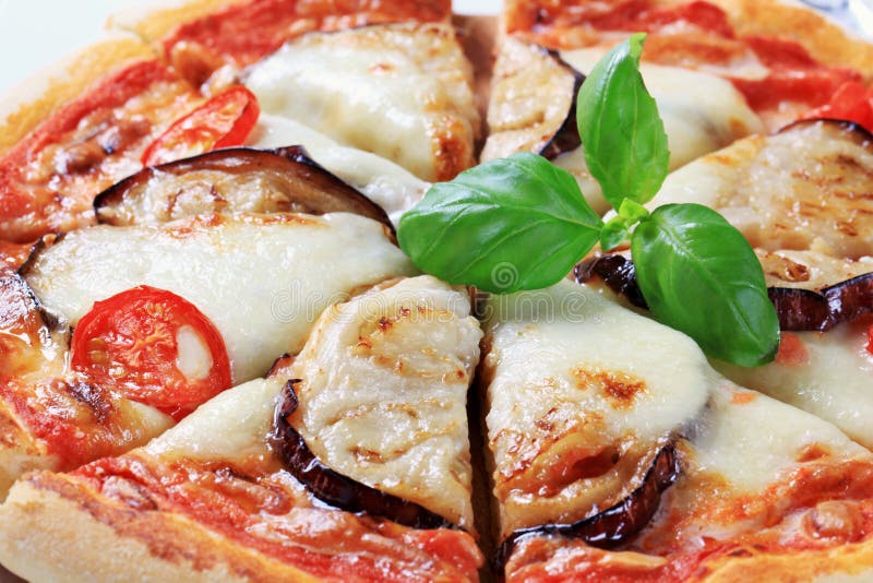Eggplant and cheese pizza