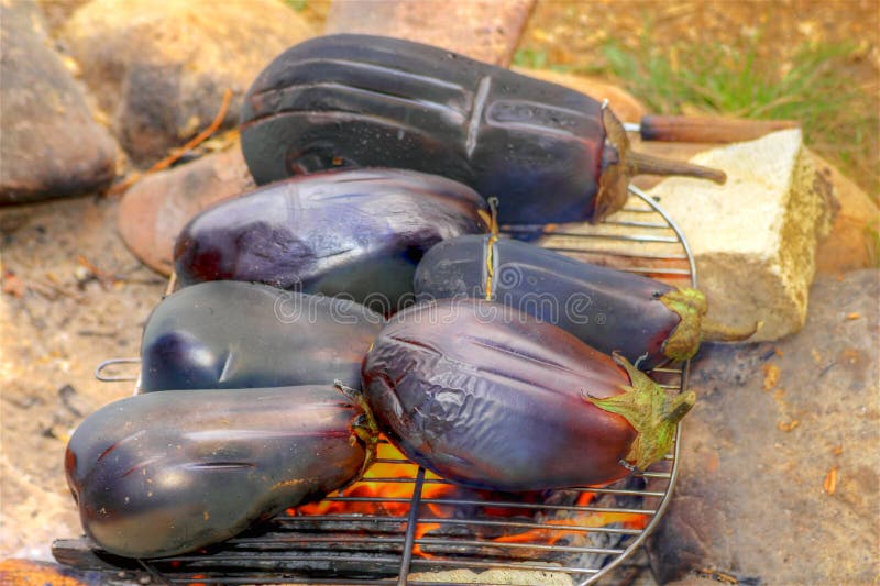 Eggplant on fire stock photo. Image of natural, nutrition 26131000