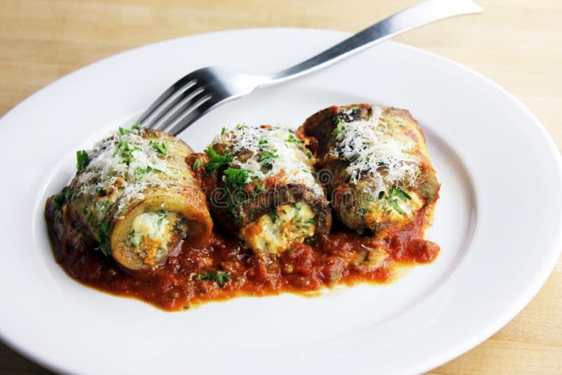 Eggplant Involtini stock image. Image of plate, oregano 89329905