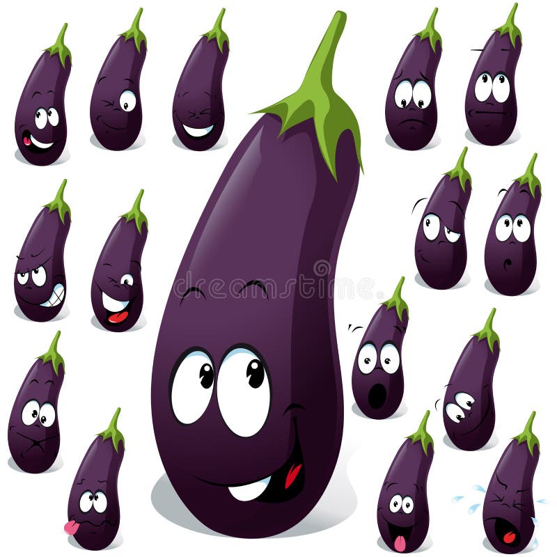 Eggplant with Many Expression Stock Vector Illustration of childish