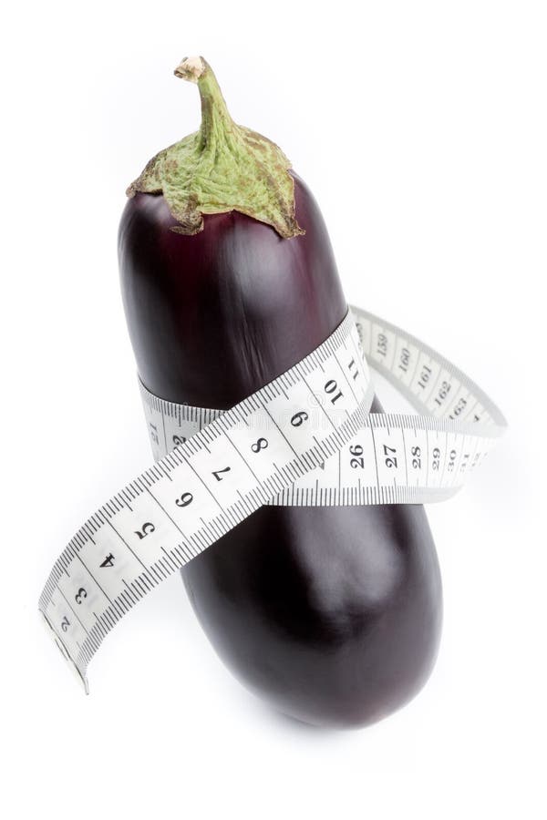 Eggplant with measuring tape stock images