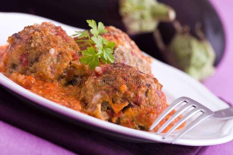 Eggplant meatballs. stock image. Image of italian, delicious 24491459