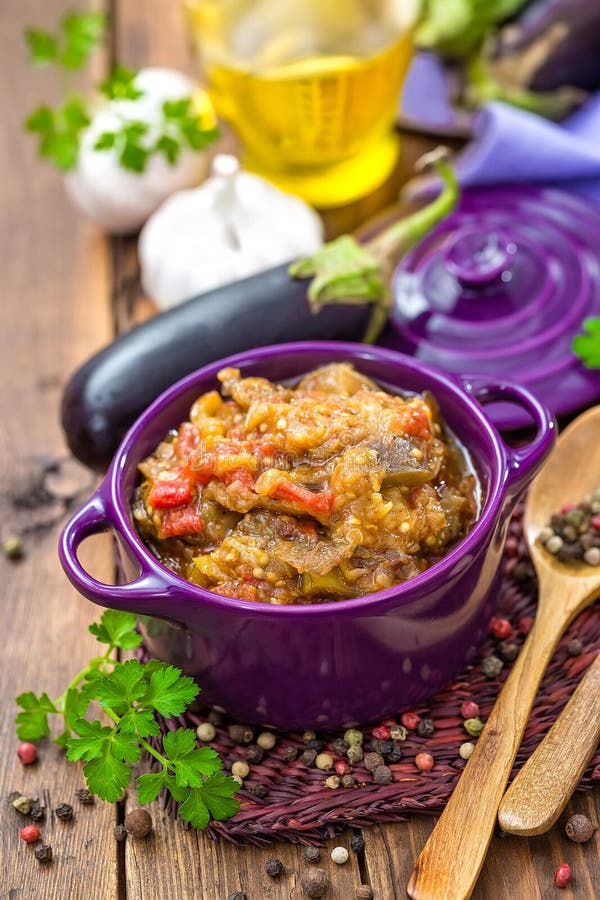 Eggplant puree stock photo. Image of garlic, nature, leaf 59069940
