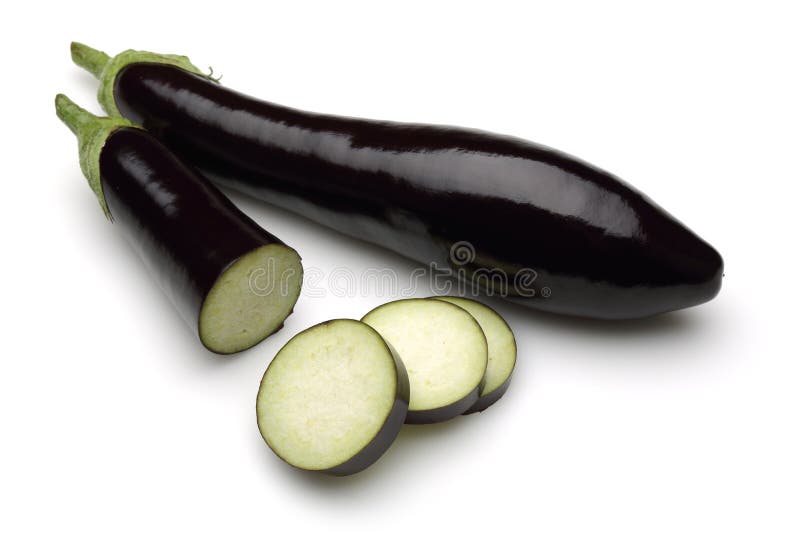 Eggplant Vegetable Fruits With Cut Isolated Stock Image Image of part
