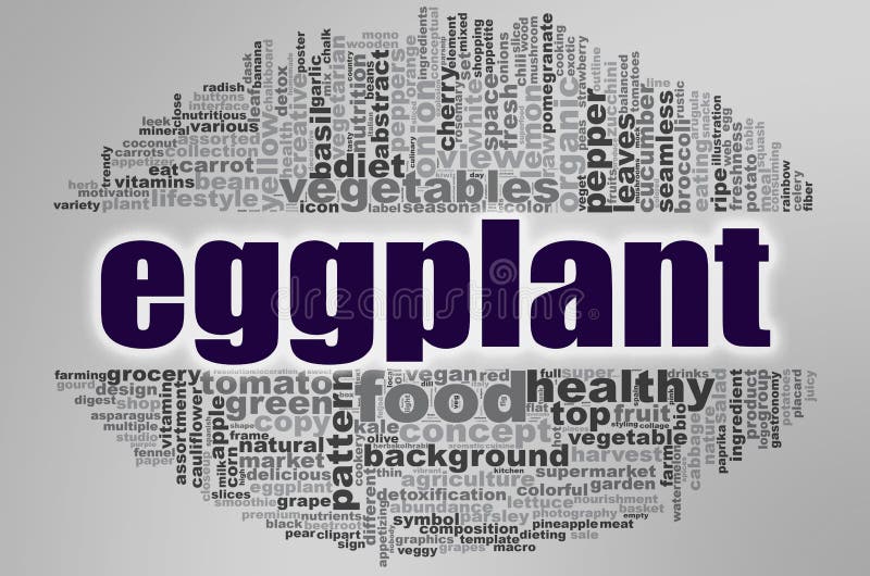Eggplant Word in Letter E. Cartoon Outline of Chinese Radish Stock