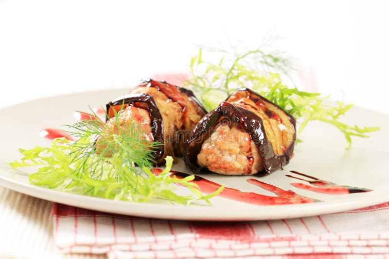 Meatballs Wrapped in Eggplant Stock Photo Image of balls, meatballs