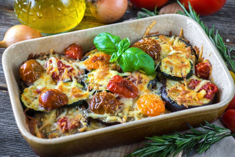 Eggplant,zucchini and Tomato with Mozzarella Stock Photo Image of