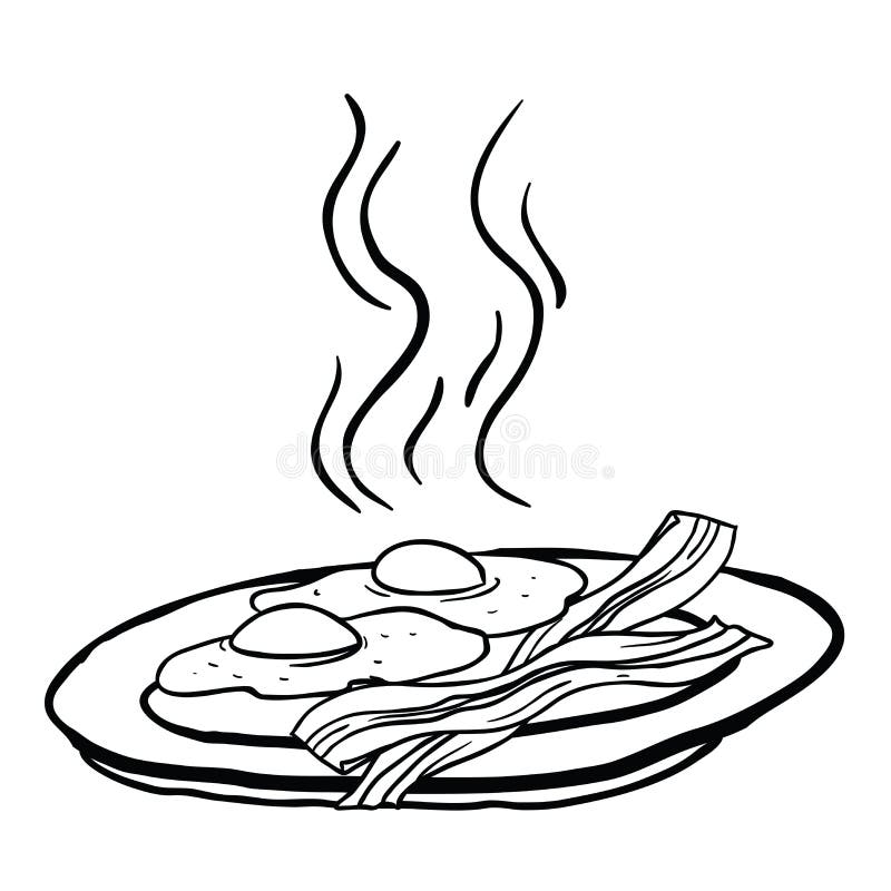 eggs and bacon clipart black and white