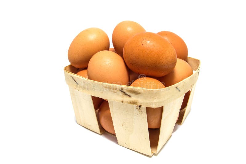Eggs in a Basket Isolated on White Stock Photo Image of group, color