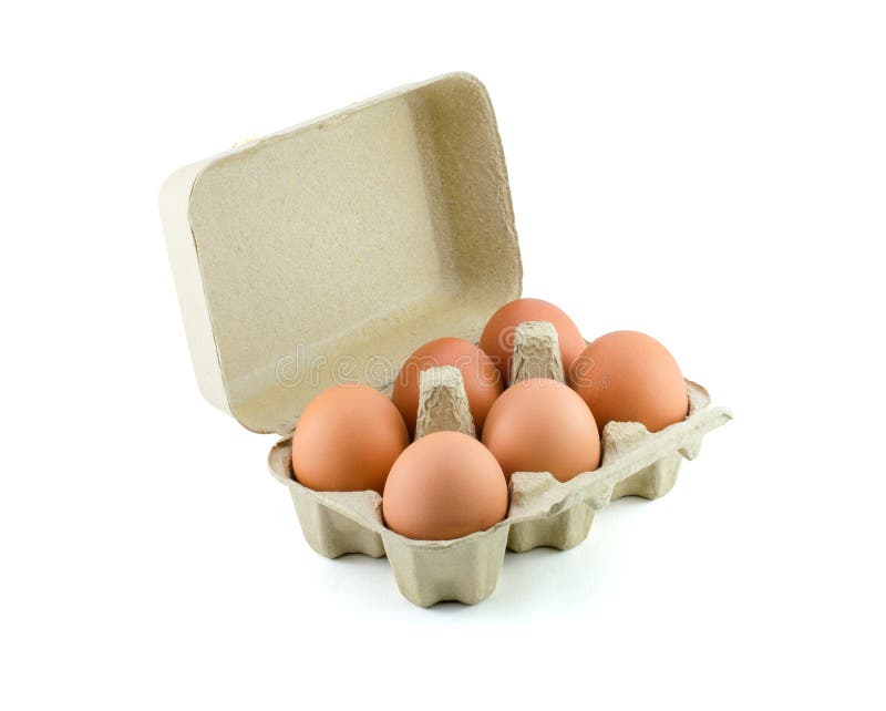 Eggs in Carton isolate on white with clipping path