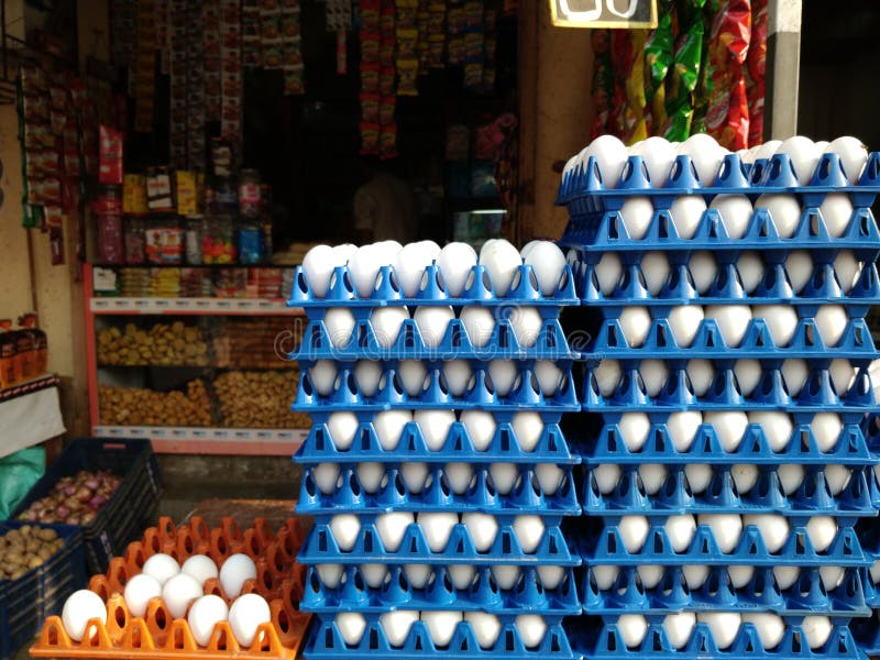 Eggs Displayed in Egg Tray for Selling in a Vendor Shop Stock Image