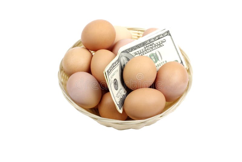 Eggs with dollars.