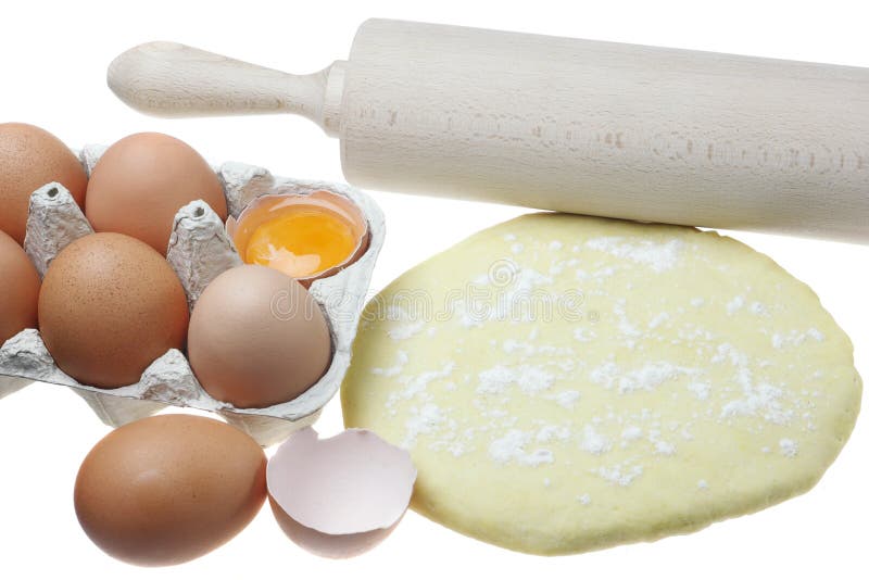 Eggs and dough. stock image. Image of detail, wooden 12496551