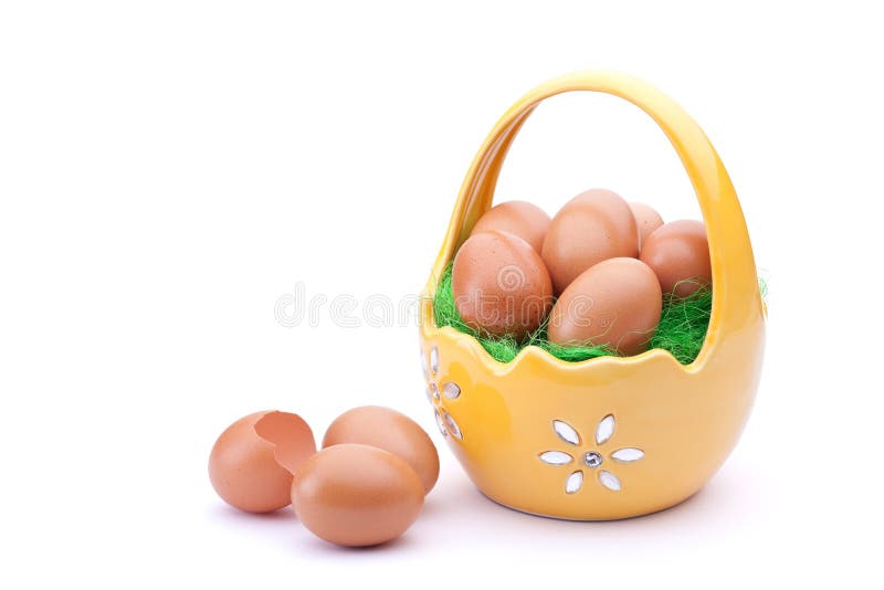 Eggs in easter basket