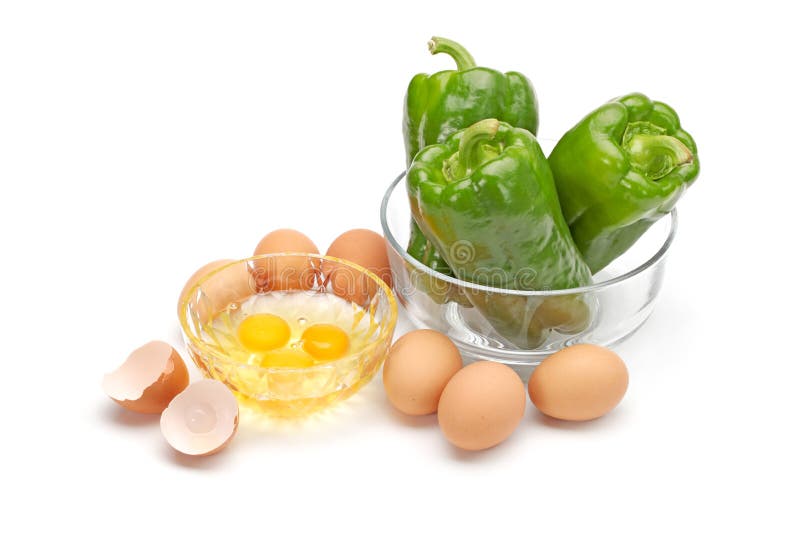 Eggs and Fresh Green Paprika Stock Image Image of bell, carbohydrate
