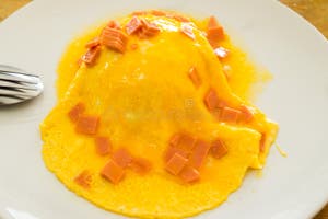 Eggs Ham And Jasmine Rice Fast Food At A Thai Restaurant Stock Image 