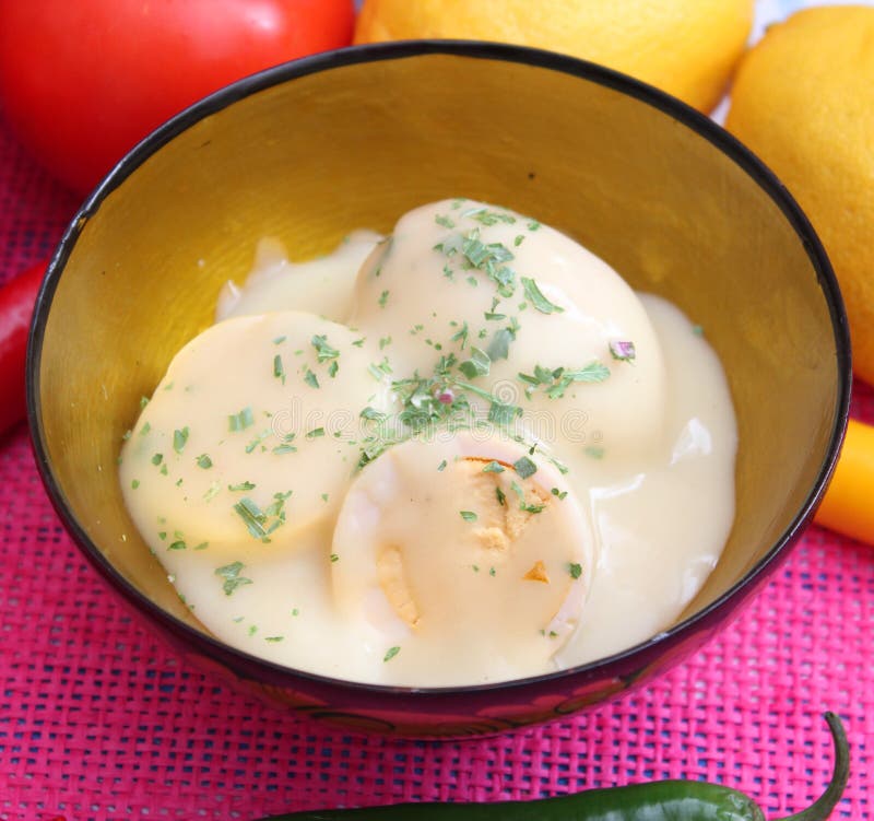 Eggs with mustard sauce stock image. Image of sauce, eggs 39198603