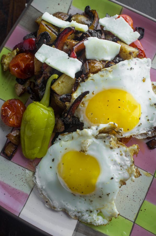 Eggs Pepperoncini Home Fries Stock Image Image of sunnyside, pepper