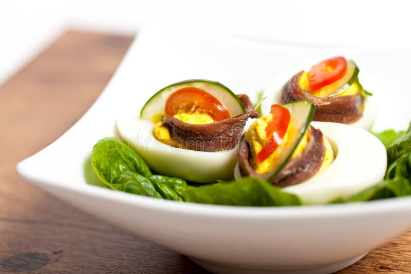 Eggs Stuffed with Anchovies Stock Photo Image of party, fresh 31735874