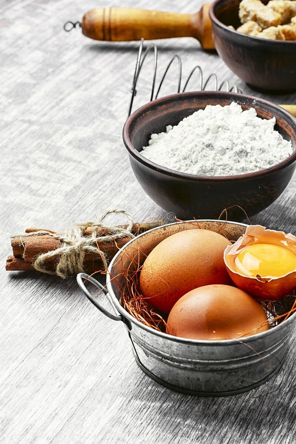 Eggs and wheat flour stock image. Image of powder, table 82006419