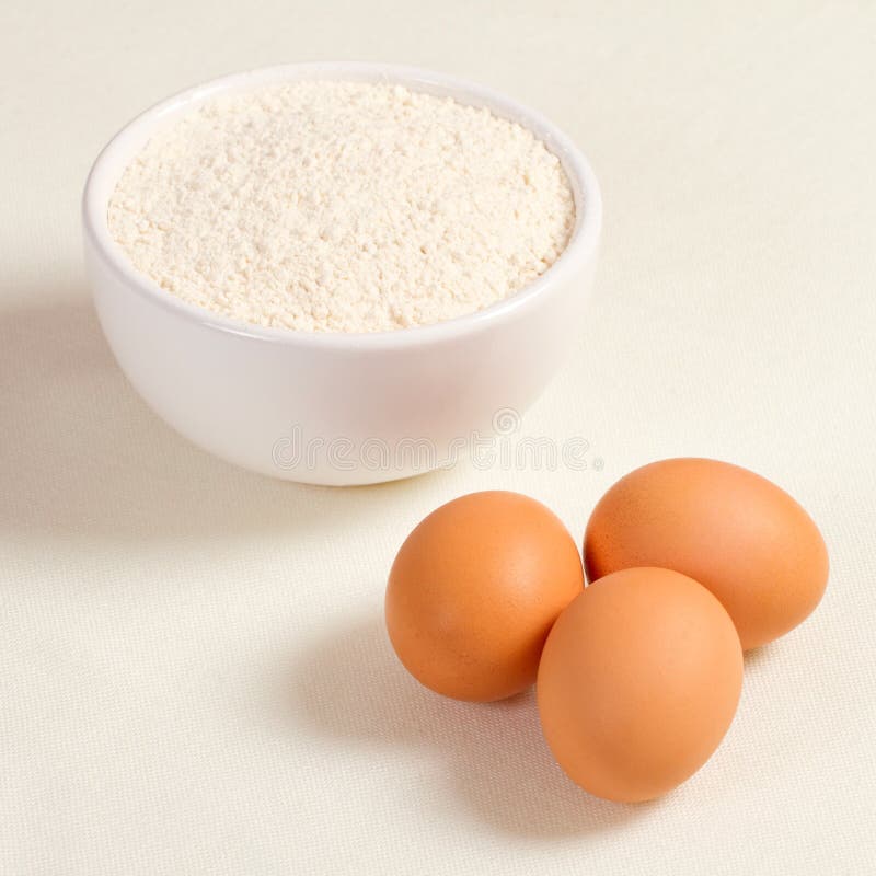 Eggs and Wheat Flour in a Plate Stock Image Image of ingredient, cake