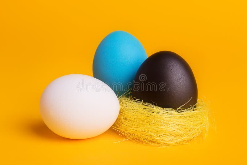Eggs on a Yellow Background Stock Image Image of cholesterol, boiled