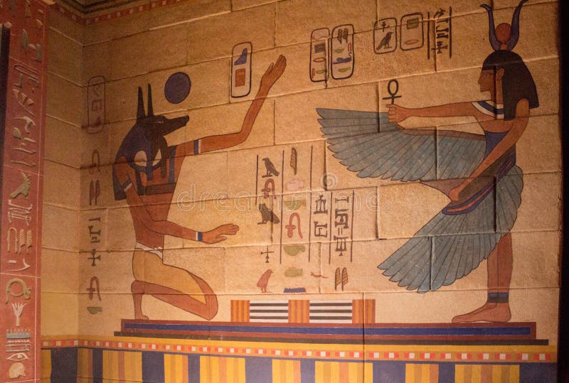 Egipska świątyni ściana wypełniająca z hieroglifami