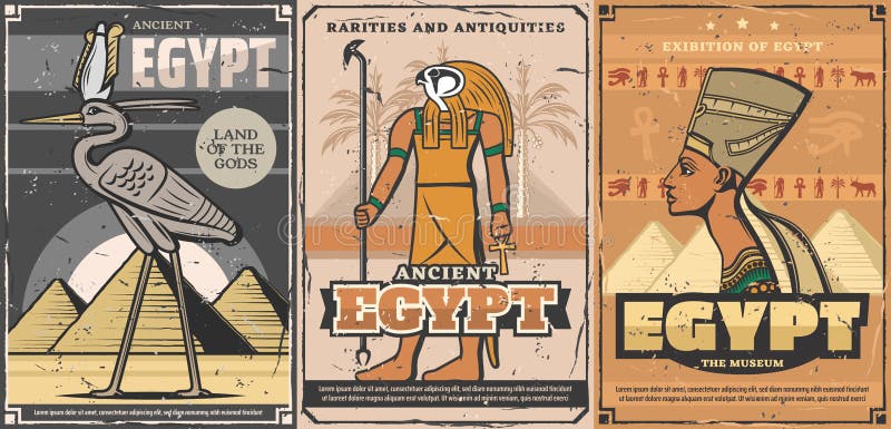 Egiptul antic nefertiti faraon horus stock illustration