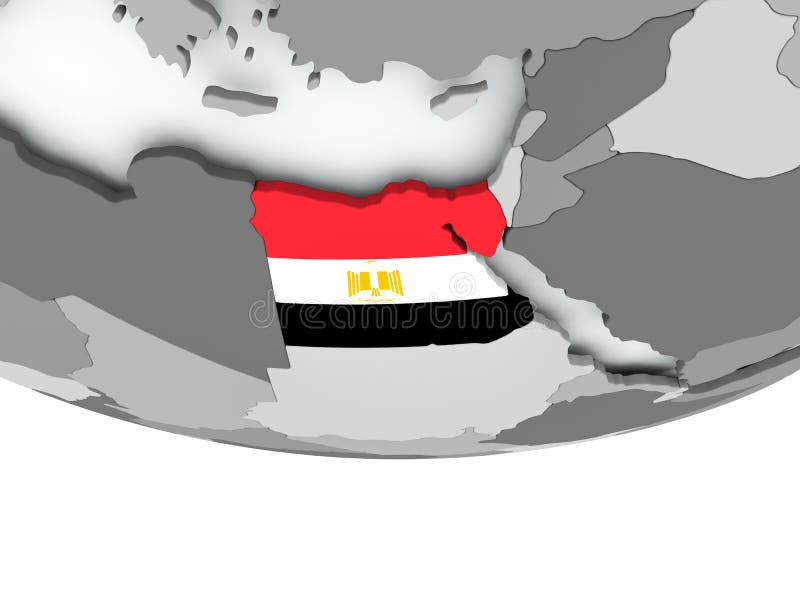 Egito com a bandeira no globo ilustração royalty free