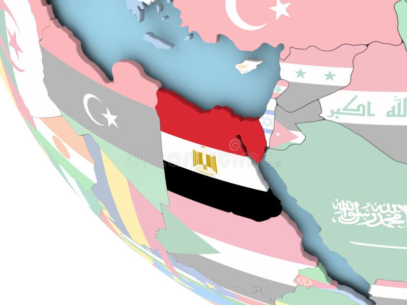 Egito com a bandeira no globo ilustração do vetor