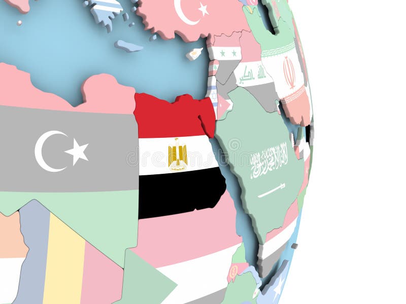 Egito com a bandeira no globo ilustração stock