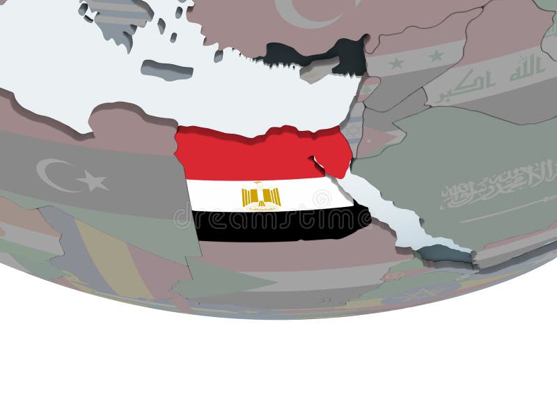 Egito com a bandeira no globo ilustração royalty free