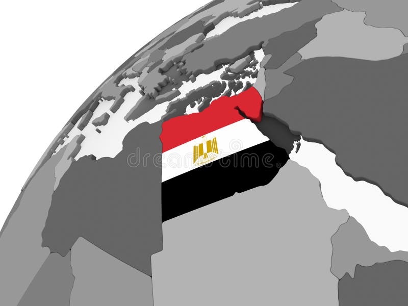 Egito com a bandeira no globo ilustração royalty free