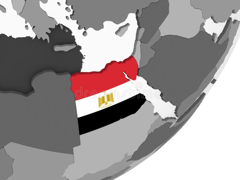 Egito com a bandeira no globo ilustração royalty free