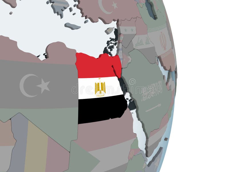 Egito com a bandeira no globo ilustração royalty free