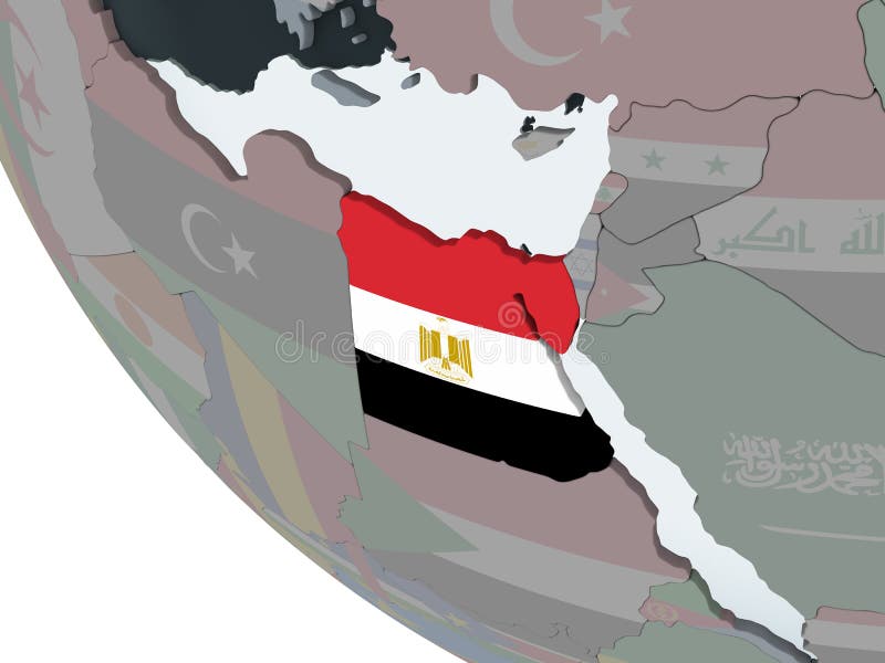 Egito com a bandeira no globo ilustração do vetor