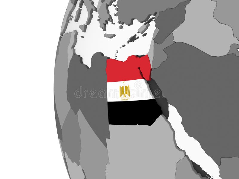 Egito com a bandeira no globo ilustração royalty free