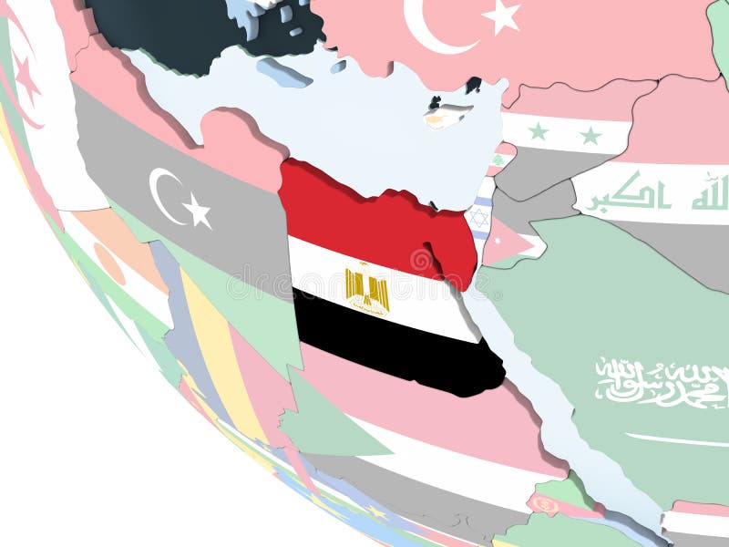 Egito com a bandeira no globo ilustração do vetor