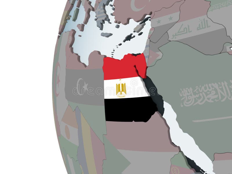 Egito com a bandeira no globo ilustração stock