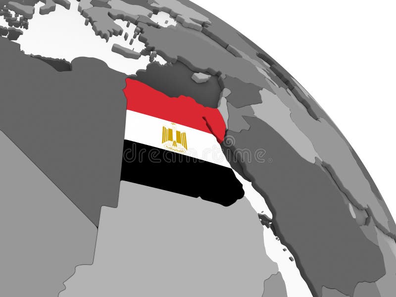 Egito com a bandeira no globo ilustração stock