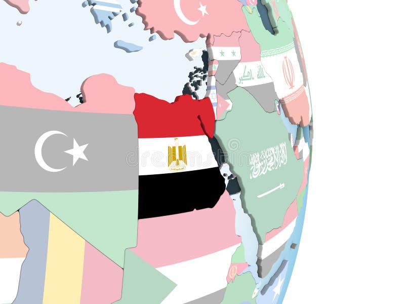 Egito com a bandeira no globo ilustração do vetor