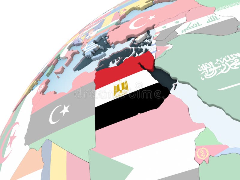 Egito com a bandeira no globo ilustração royalty free