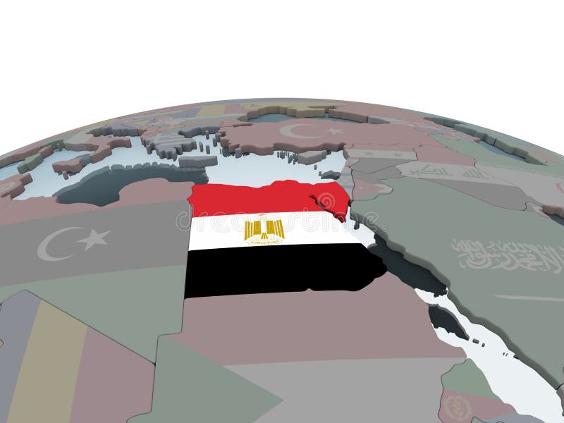 Egito com a bandeira no globo ilustração royalty free
