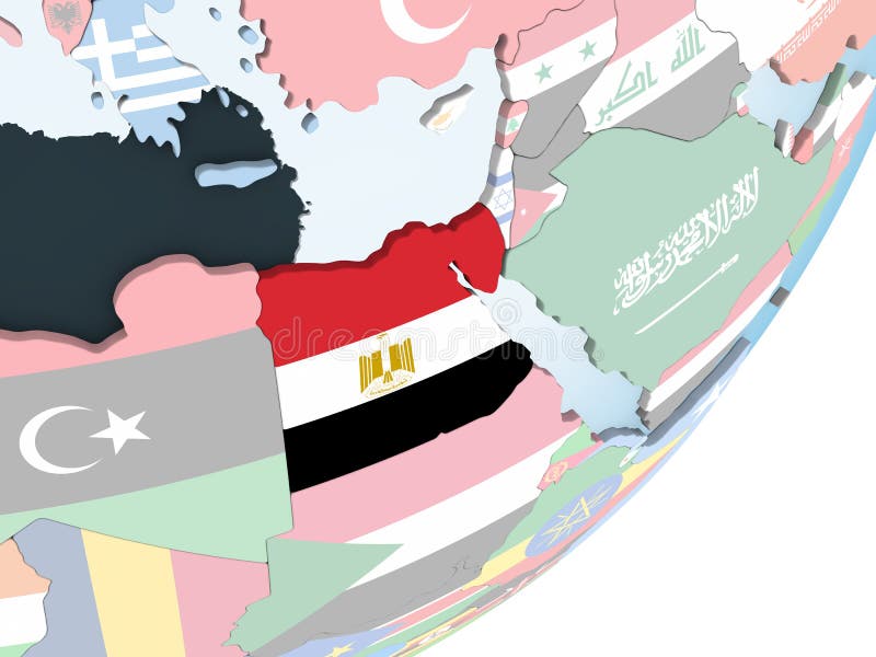 Egito com a bandeira no globo ilustração stock