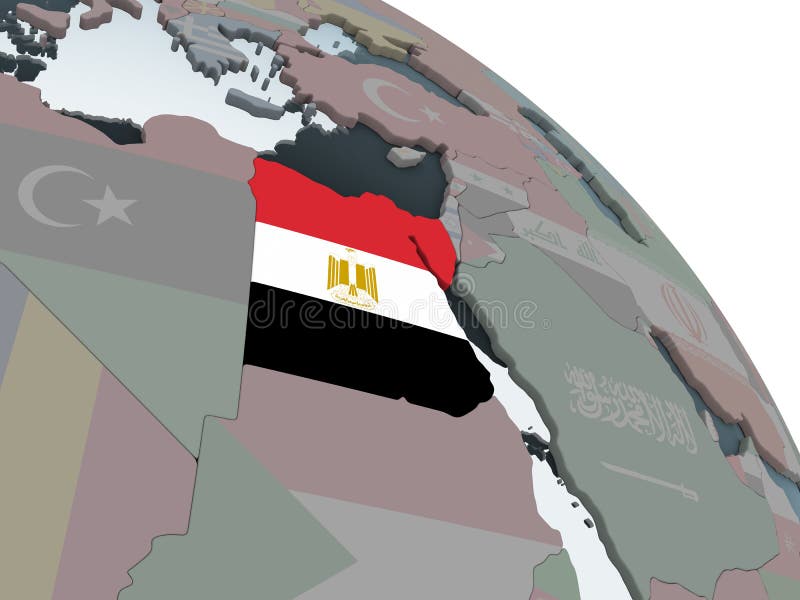 Egito com a bandeira no globo ilustração do vetor