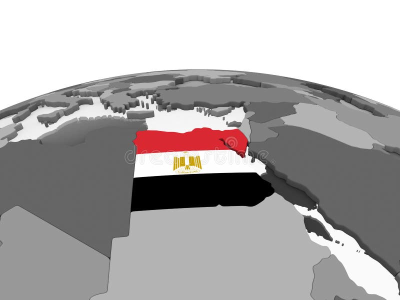 Egito com a bandeira no globo ilustração stock