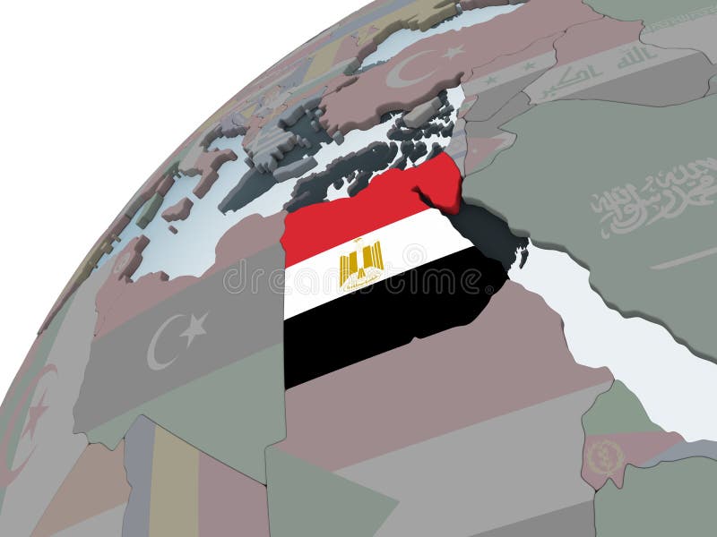 Egito com a bandeira no globo ilustração royalty free