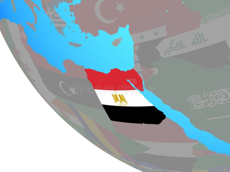 Egito com a bandeira no globo ilustração stock