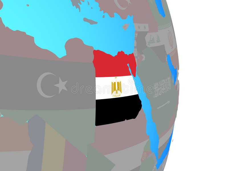 Egito com a bandeira no globo ilustração royalty free